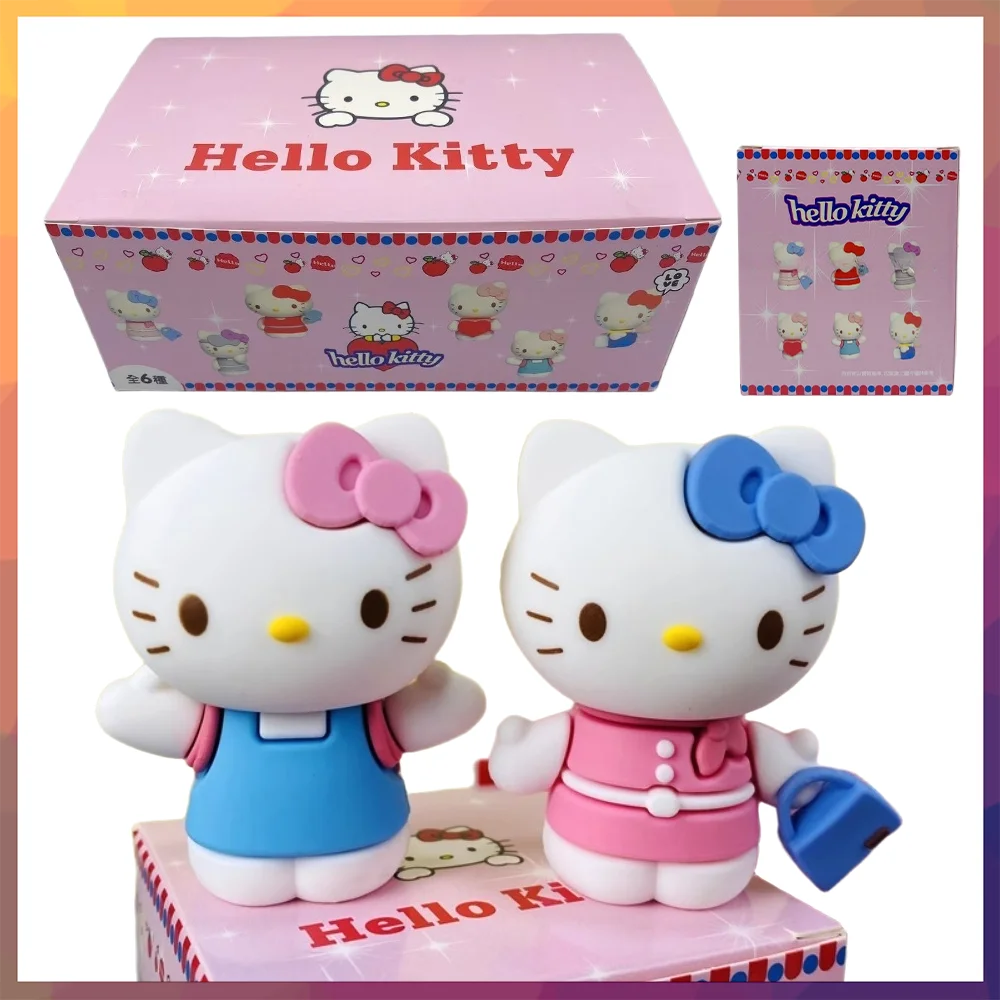 

HelloKitty Trendy Play Doll 2025 New Sanrio Cartoon Blind Box Cute Girl Desktop Ornament Handmade Twisted Egg Doll Gift