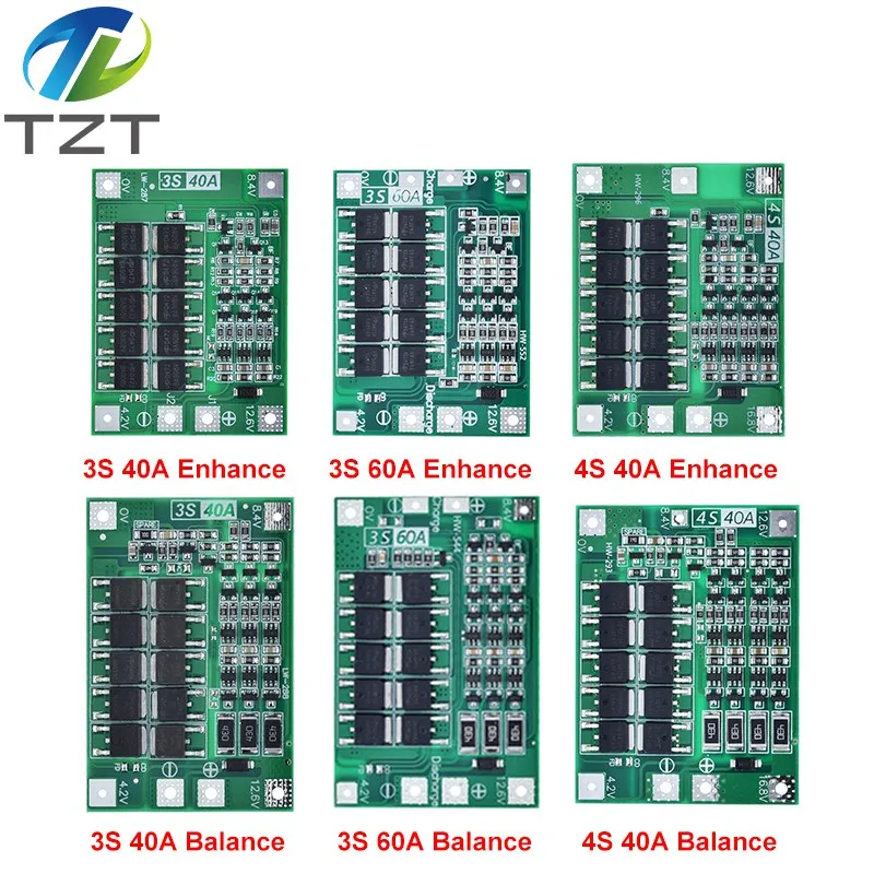 3S/4S 40A 60A Li-ion Lithium Battery Charger Protection Board 18650 BMS For Drill Motor 11.1V 12.6V/14.8V 16.8V Enhance/Balance