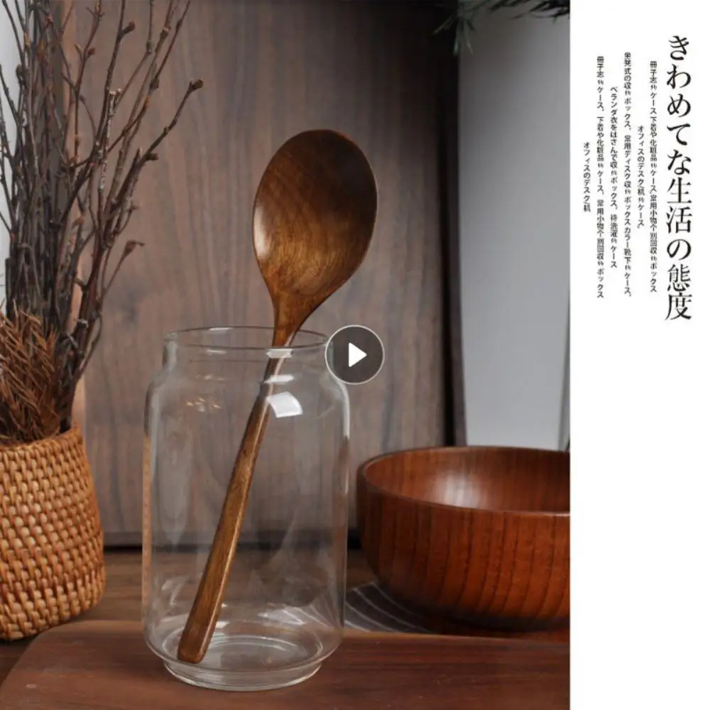 Long Handle Spoon Natural Material Elegant Design Ergonomic Natural Wood Multi-functional Sustainable Choice Japanese Tableware