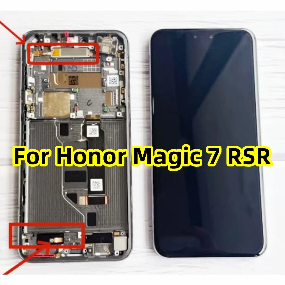For Honor Magic 7 RSR Porsche Design，PTP-N59 AMOLED LCD Screen Touch Digitizer Assembly Replacement LCD Display Flex + Mid Frame
