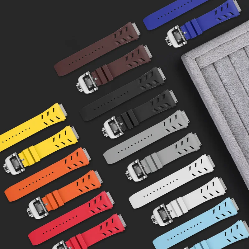Exquisite craftsmanship FKM watchband for Richard Mille RM67-01 RM67-02 series Women’s fluororubber Watch Strap Folding Clasp