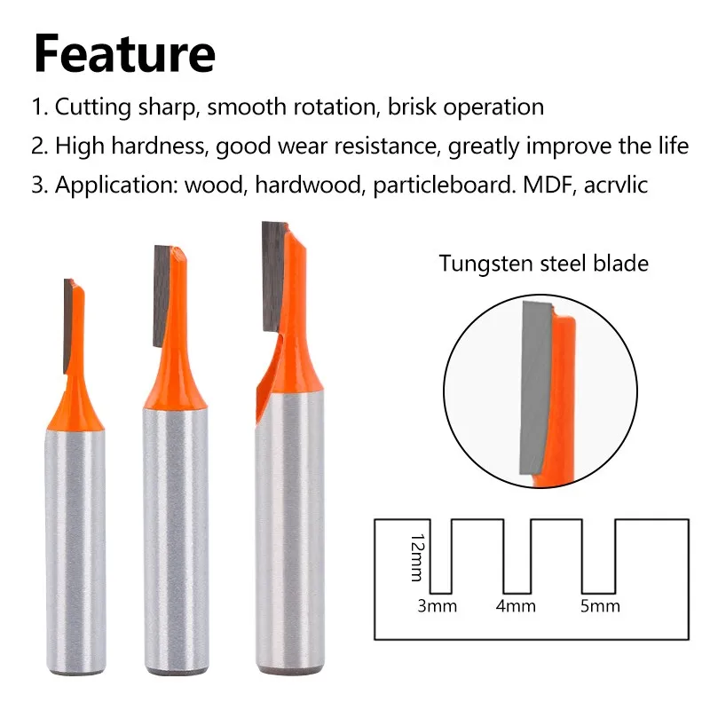 XCAN Milling Cutter 8mm Shank Straight Wood Milling Cutter Tungsten Carbide Single Flute Router Bit Woodworking Tool