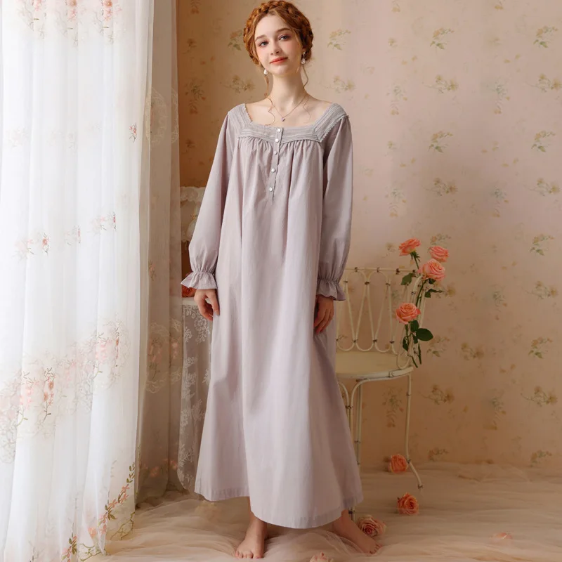 

Nightgowns Women's Clothes Autumn Thin New French Home Simple Cozy Casual Breathable Slim Loose Fit Temperament Airy Cool Sweet