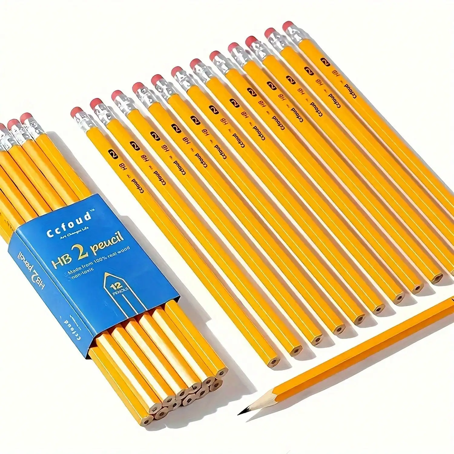 Premium 30pcs Hexagonal Yellow Wood Pencil With Red Eraser - Classic Graphite Writing Pencil - Elegant Office Supplies And Professional Drawing Sketching Pencils For Students Artists - Traditional School Stationery SS260813165431929816753