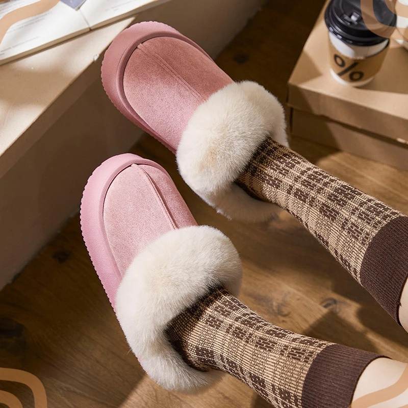 Women's Winter Shoes Exquisite Plush Trim Platform Mules for Woman Comfortable Warm Casual Shoes Designer Shoes Zapatos De Mujer