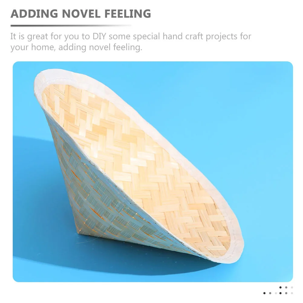 

2Pcs Woven Bamboo Hat Creative Painting Craft Decorative Straw Cap for Home Wall Hanging Decor Playtime