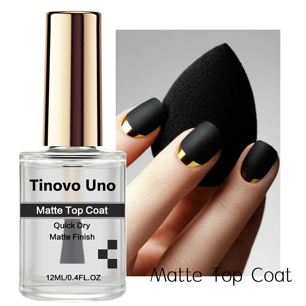 Tinovo uno-通常のマットトップコートマニキュア,速乾性,通常の仕上げ,耐久性,透明ラッカー,シーラー,12ml
