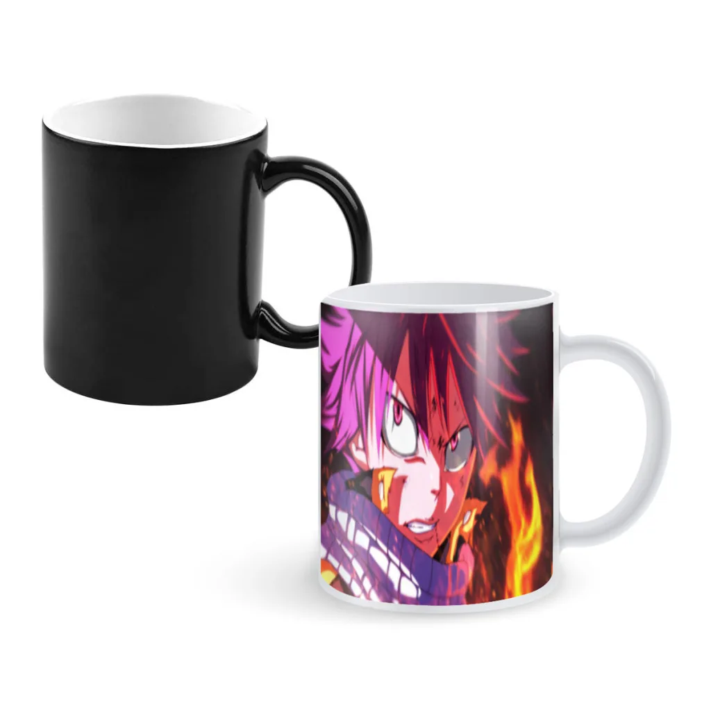 Tazas de café de una pieza de cola de Hada de Anime con personalidad de Manga, taza de té creativa que cambia de Color, tazas de leche de cerámica, regalos novedosos