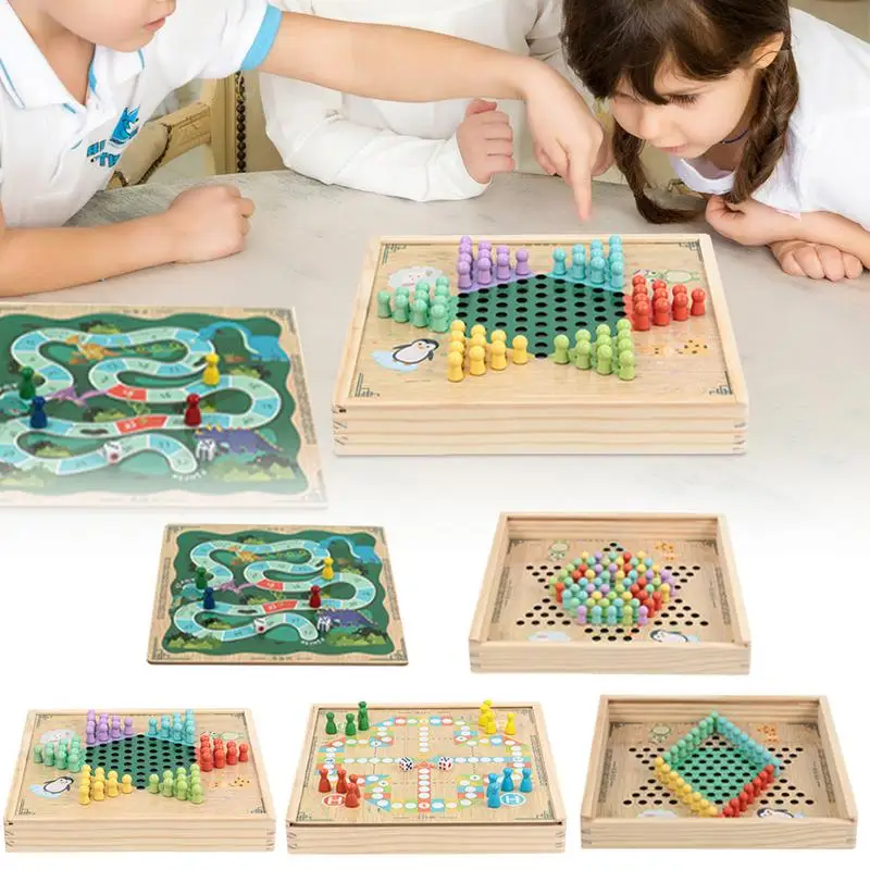 Wood Board Game Wood Board Strategy Game Classic Travel Portable Board Games For Boys Girls Family Friends