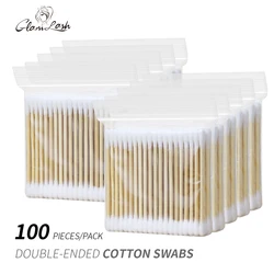 GLAMLASH 100Pcs Double Head Cotton Swab Women Makeup Cotton Buds Tip For Wood Sticks Nose Ears Cleaning Health Care Tools