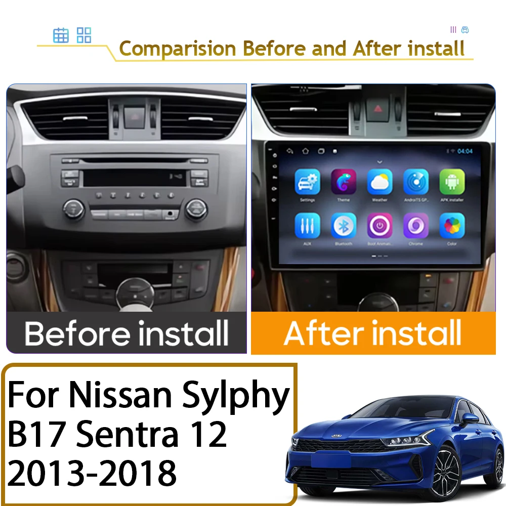 Car Radio For Nissan Sylphy B17 Sentra 12 2013-2018 Android Video Multimedia Player Screen Audio Stereo GPS Navigation 2din DVD