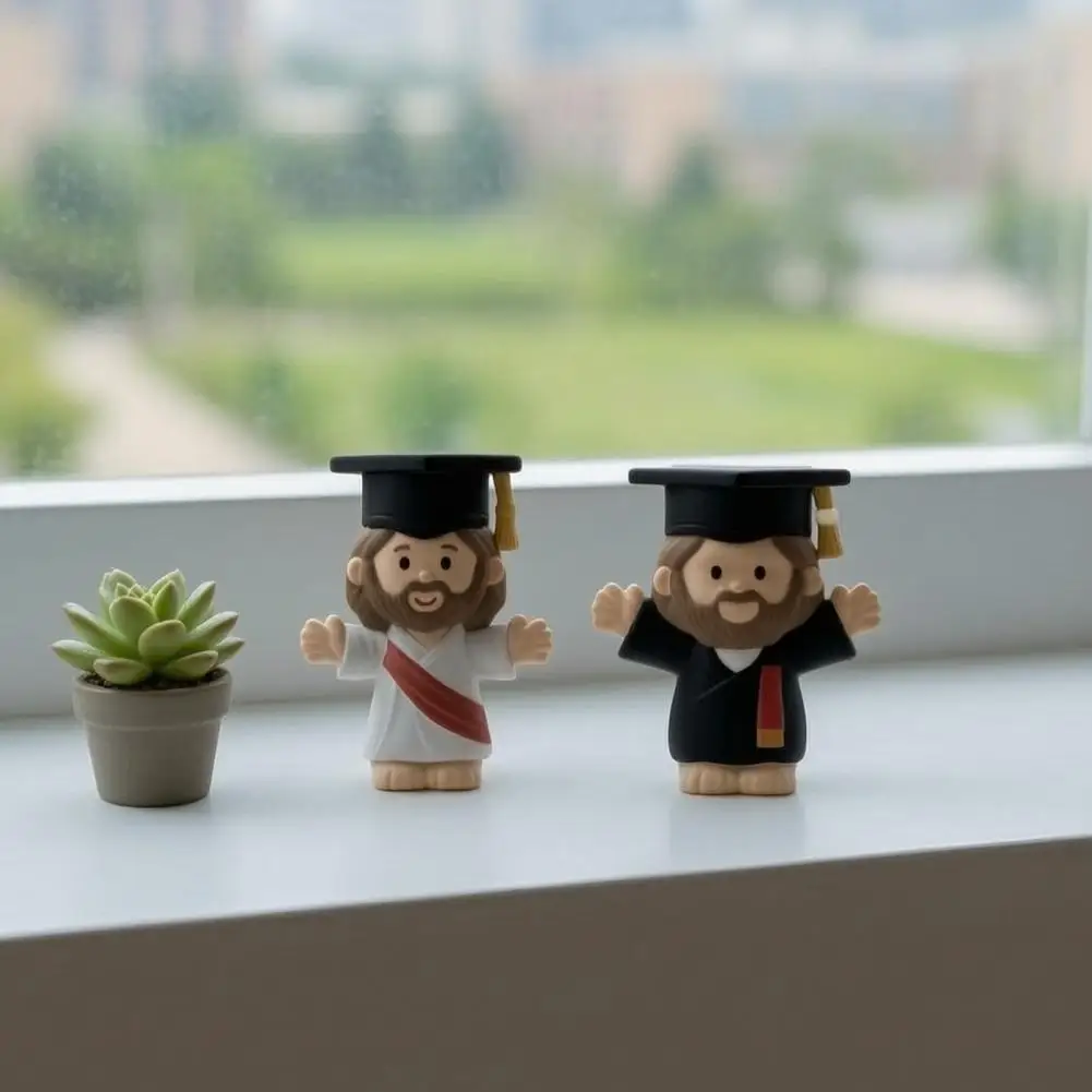 Graduation Doll Figurine Colorful Doll Ornament Miniature Graduation Jesus Figurine Resin Grad Figures with Cap Tiny Class