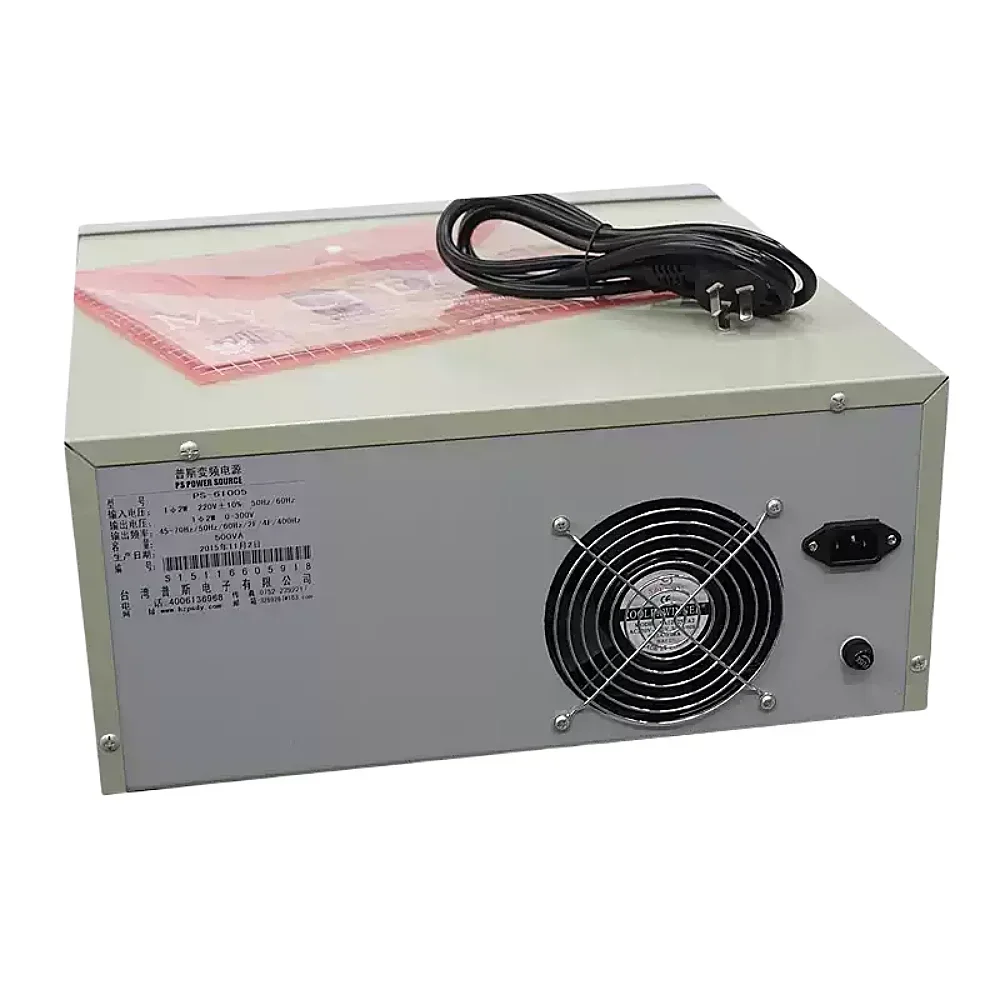 Fuente de alimentación regulada monofásica de frecuencia Variable, 0-300V, 45-400Hz, 500VA/1000VA/2000VA, PS1005/PS6101/PS6102