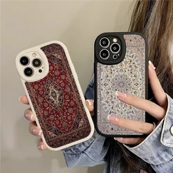 Persian Carpet Floral Pattern Phone Case For Iphone 16 15 14 13 Pro Max 12 11 Mini X Xr Xs 7 8 Puls Lambskin Cover