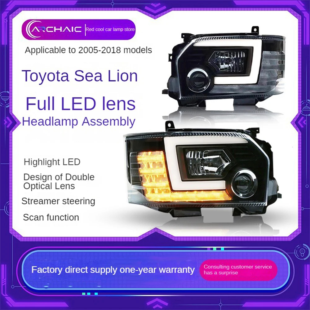 

For The Sea Lion headlight assembly is suitable for 14-18 year Toyota Hiace full LED flowing turn signal headlights