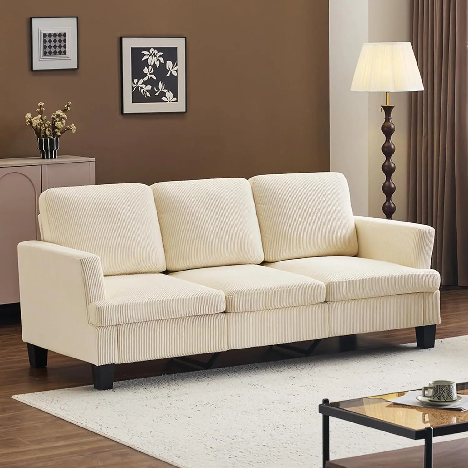 Beige 83" Sofa Couc…