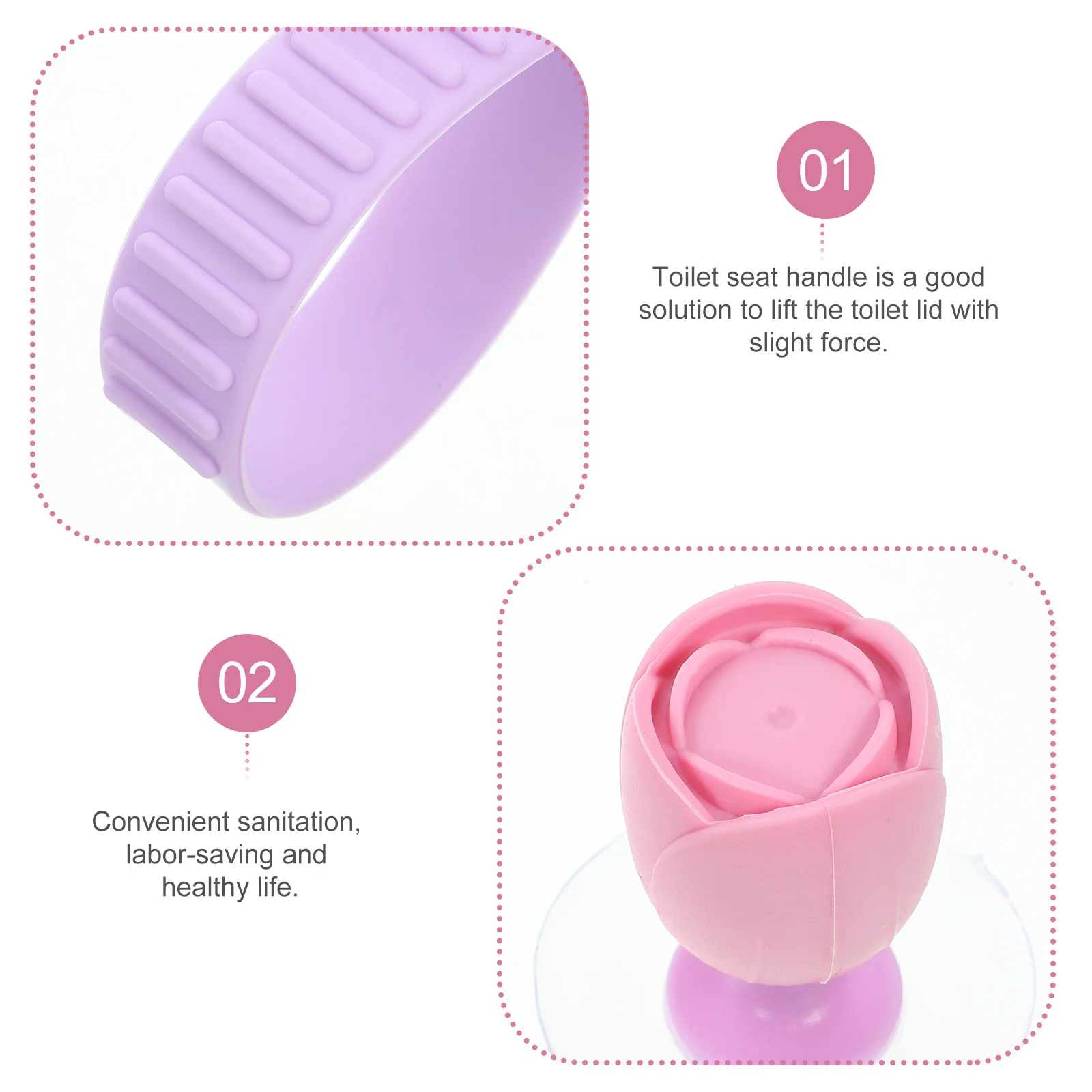 

1 Set Silicone Flower Toilet Seat Handle Lifter Reusable Adhesive Bathroom Accessory For Home Hotel Lavatory Cover Lifter Tool
