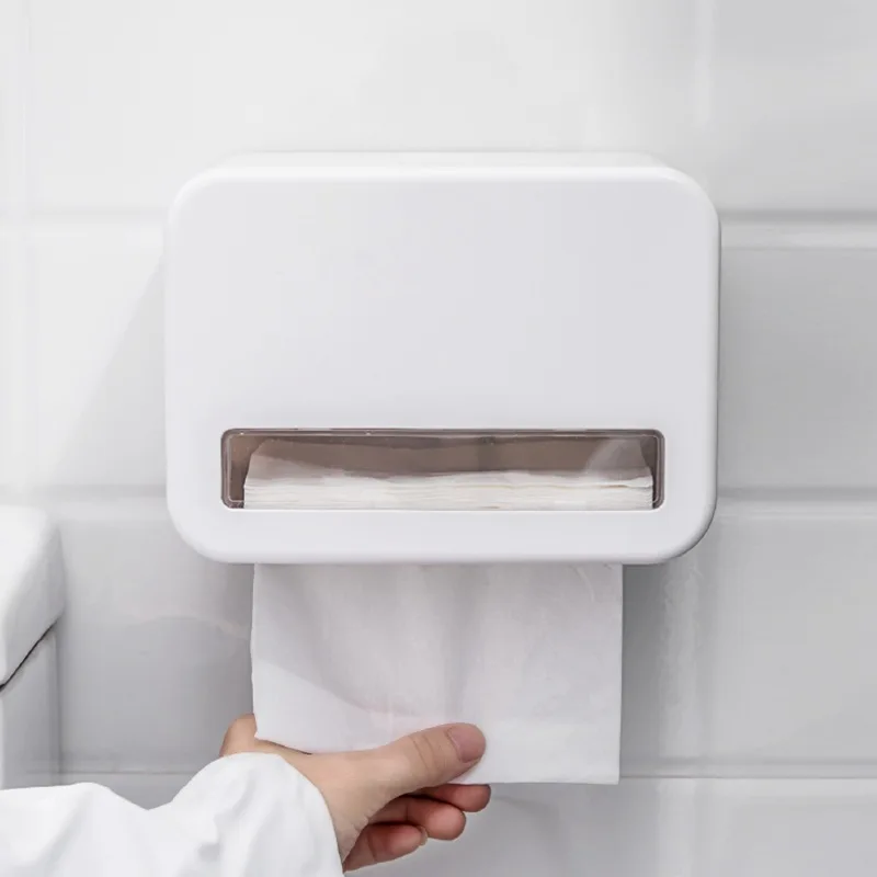 Toilet paper holder wall mounted non perforated toilet paper drawer paper box bathroom waterproof storage rack  bathroom
