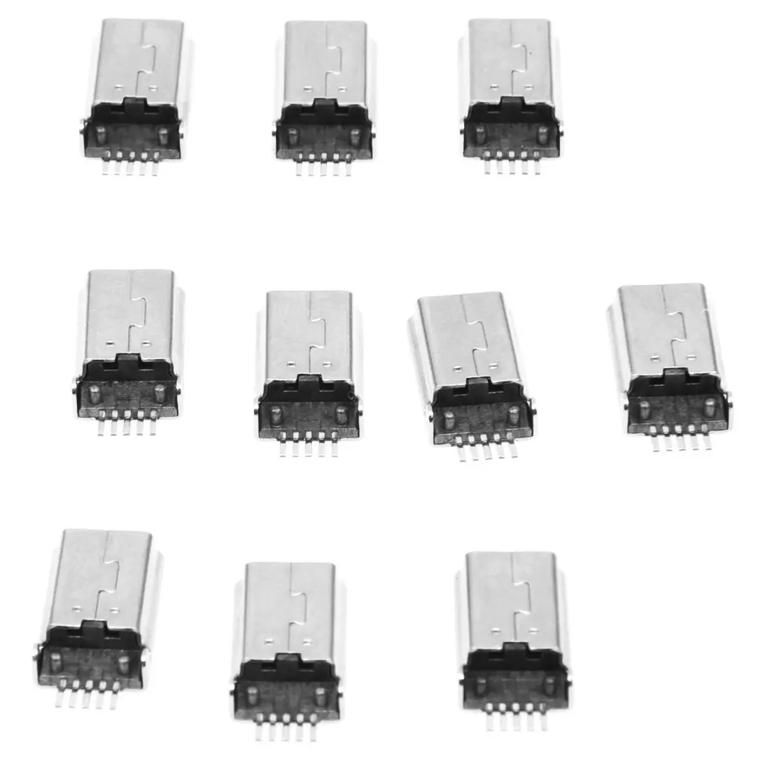 Hot New 10 Pcs Mini USB Type B Plug Male 180 Degree 5-Pin SMD SMT Solder Jack Connector