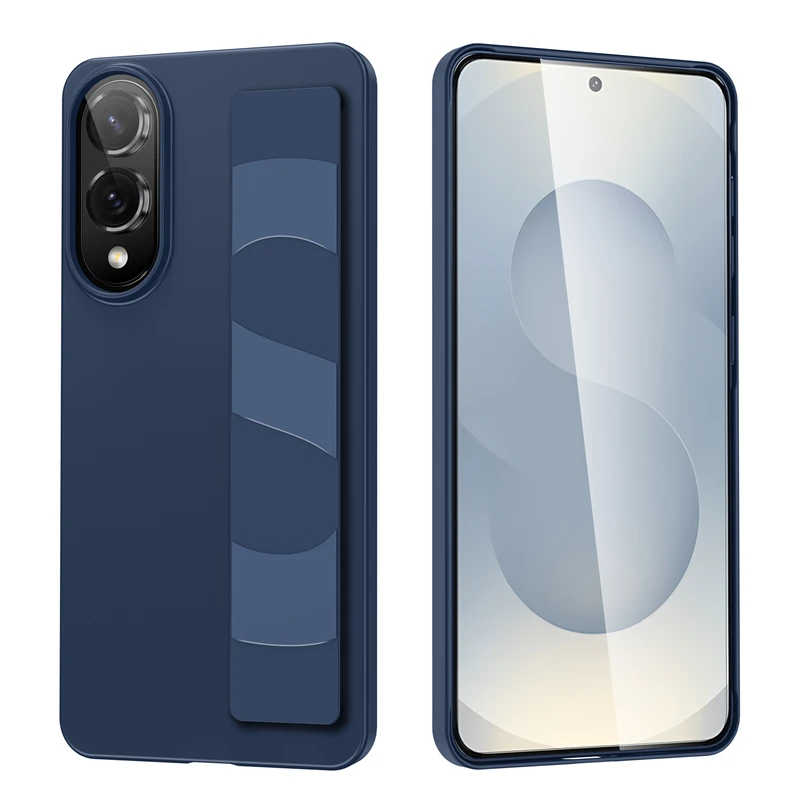 Ultradünne, mattierte, harte PC-Silikon-Handyhülle mit elastischem Armband für Samsung Galaxy S25 Edge S24 S23 Ultra Plus, stoßfeste Abdeckung