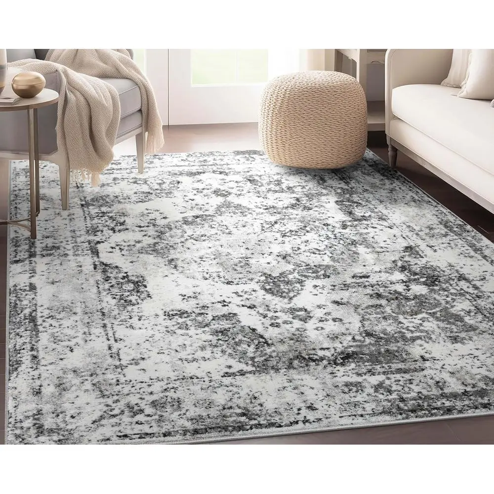 

Винтажный ковер с восточным медальоном 5x7 цвета слоновой кости, 5'3 x 7'3