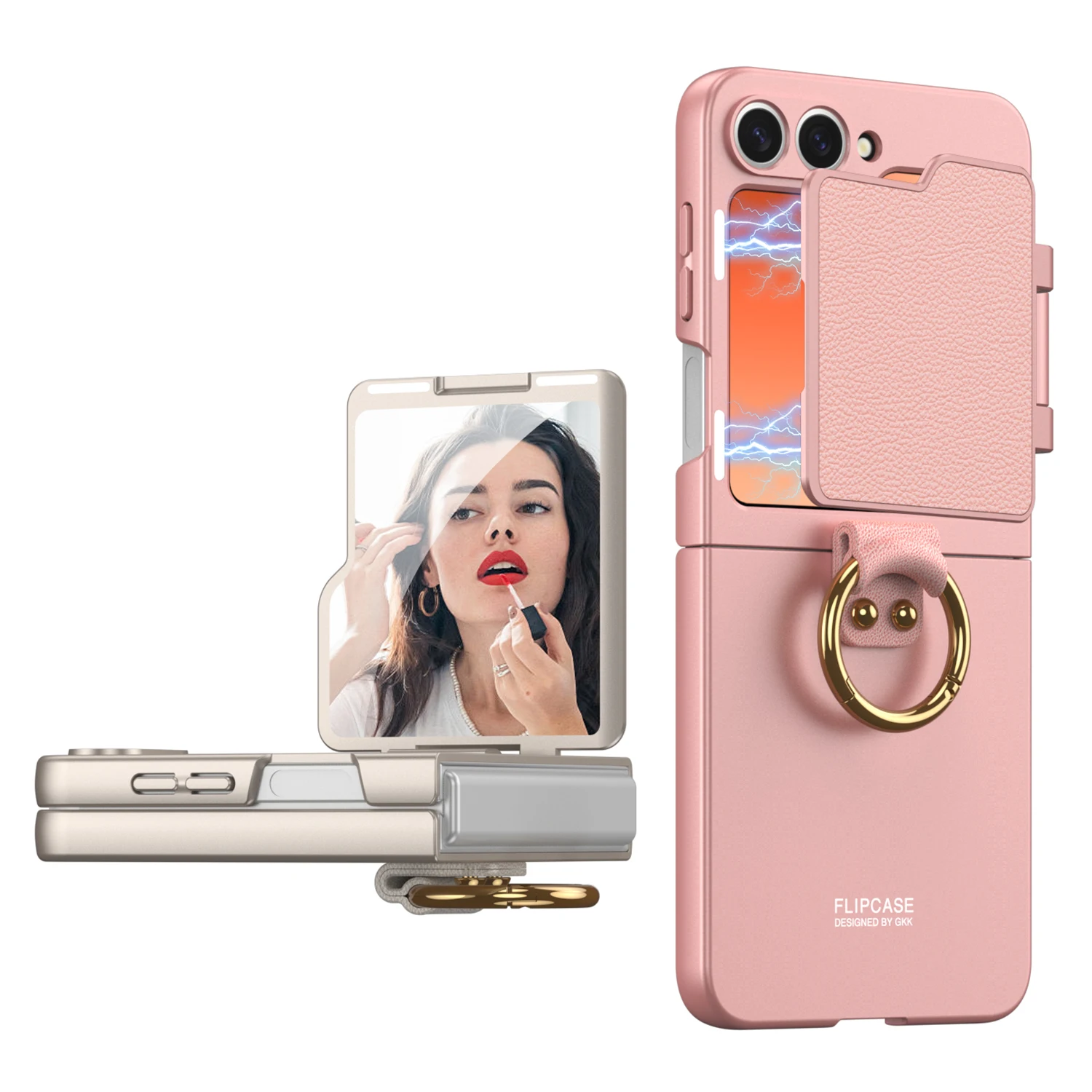 With Makeup Mirror Ring Holder Ultra Thine Hard PC Phone Cover For Samsung Galaxy Z Flip 6 Case