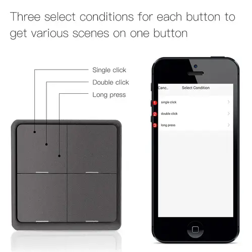 MOES 4 Gang Tuya ZigBee Wireless 12 Scene Switch Push Button Controller By battery Setup Automation Scenario for Tuya Devices - Image 4