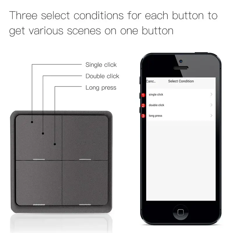 MOES 4 Gang Tuya ZigBee Wireless 12 Scene Switch Push Button Controller By battery Setup Automation Scenario for Tuya Devices - Image 4