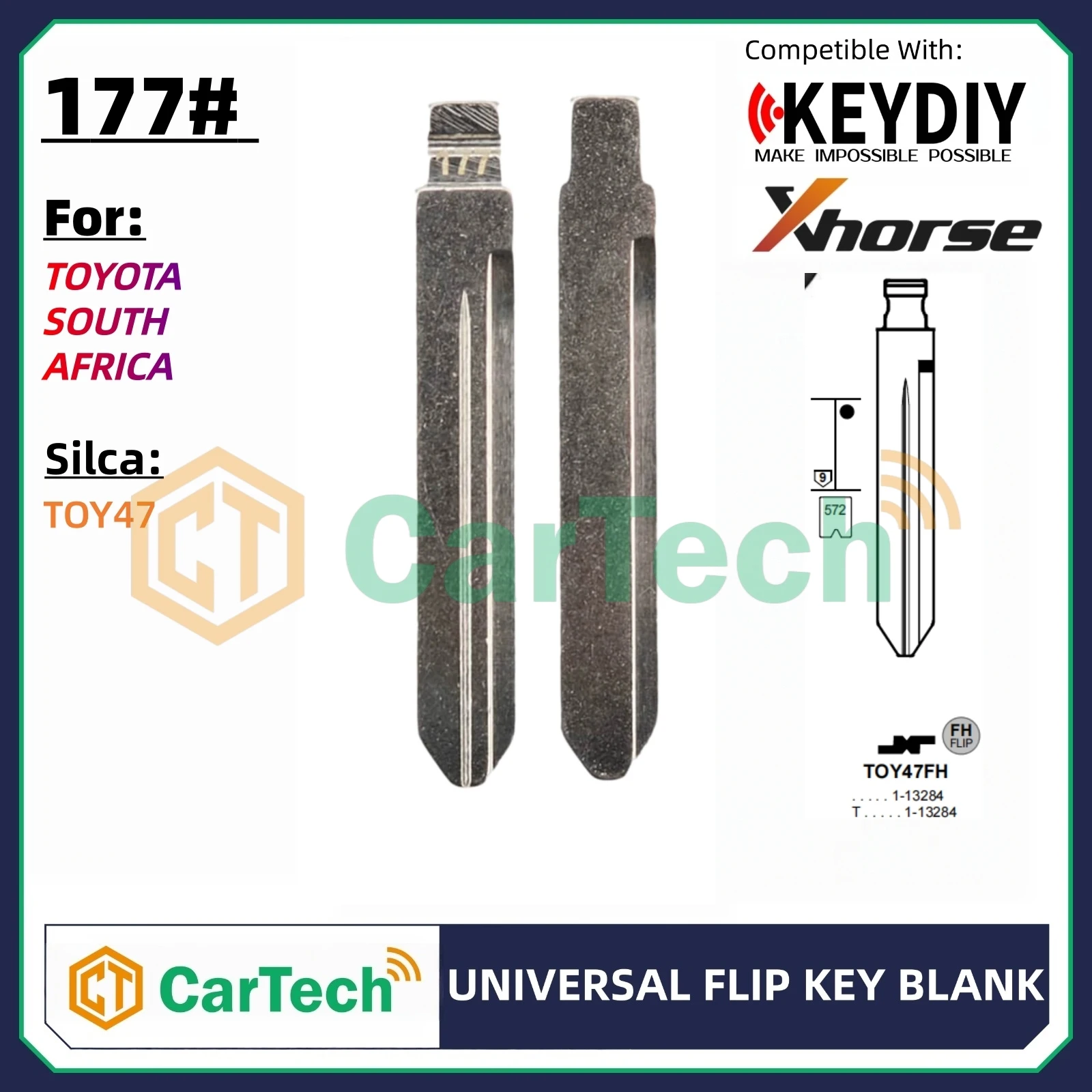 Cartech 177# Uncut Flip Blank Key Blade for KEYDIY KD XHORSE VVDI Universal Remote Fit TOYOTA SOUTH AFRICA