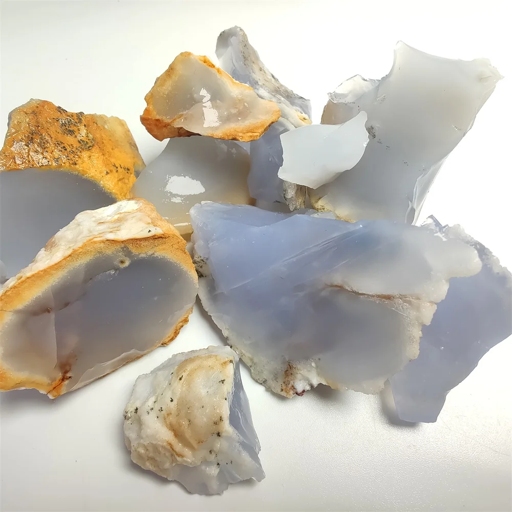 ธรรมชาติสีฟ้าโมราหยาบอาเกตตัวอย่างแร่สำหรับเครื่องประดับทำ DIY สร้อยข้อมือตกแต่งบ้านหิน