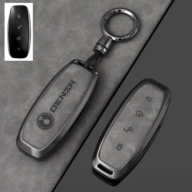Zinc alloy leather car key cover suitable for DENZA D9 N8 N7 N9 Z9 Z9GT keychain car remote control key chain car accessories