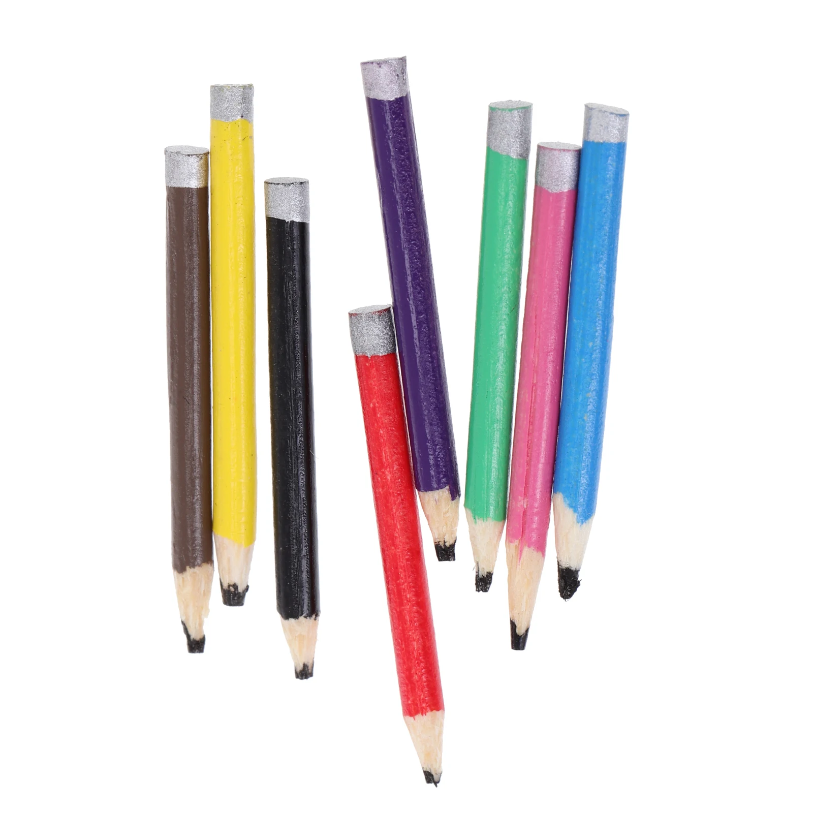 

8pcs Mini Colored Pencil Ornaments Decorative Wood Model Smooth Toy Creative Projects