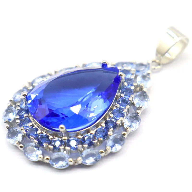 Buy 5 Get 1 Free 44x26mm Long Big Heavy 7.8g Pink Kunzite Violet Tanzanite Woman\'s Gift Silver Pendant