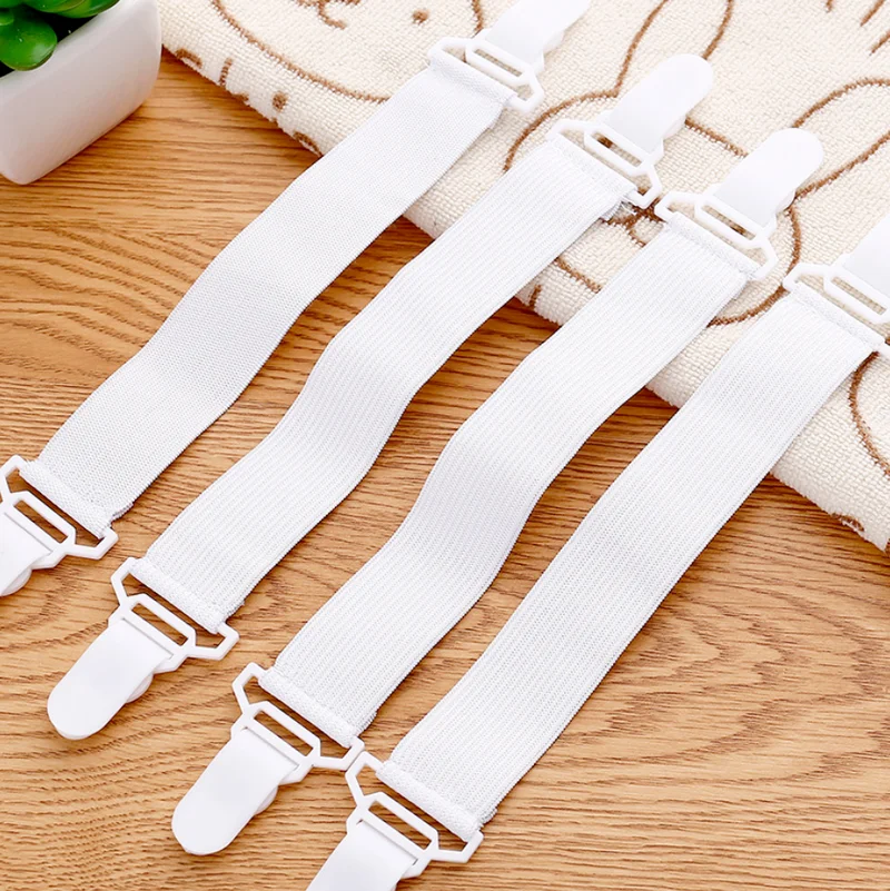 4Pcs/set Elastic Bed Sheet Grippers Belt Fastener Bed Sheet Clips Mattress Cover Blankets Holder Home Textiles Organize Gadgets