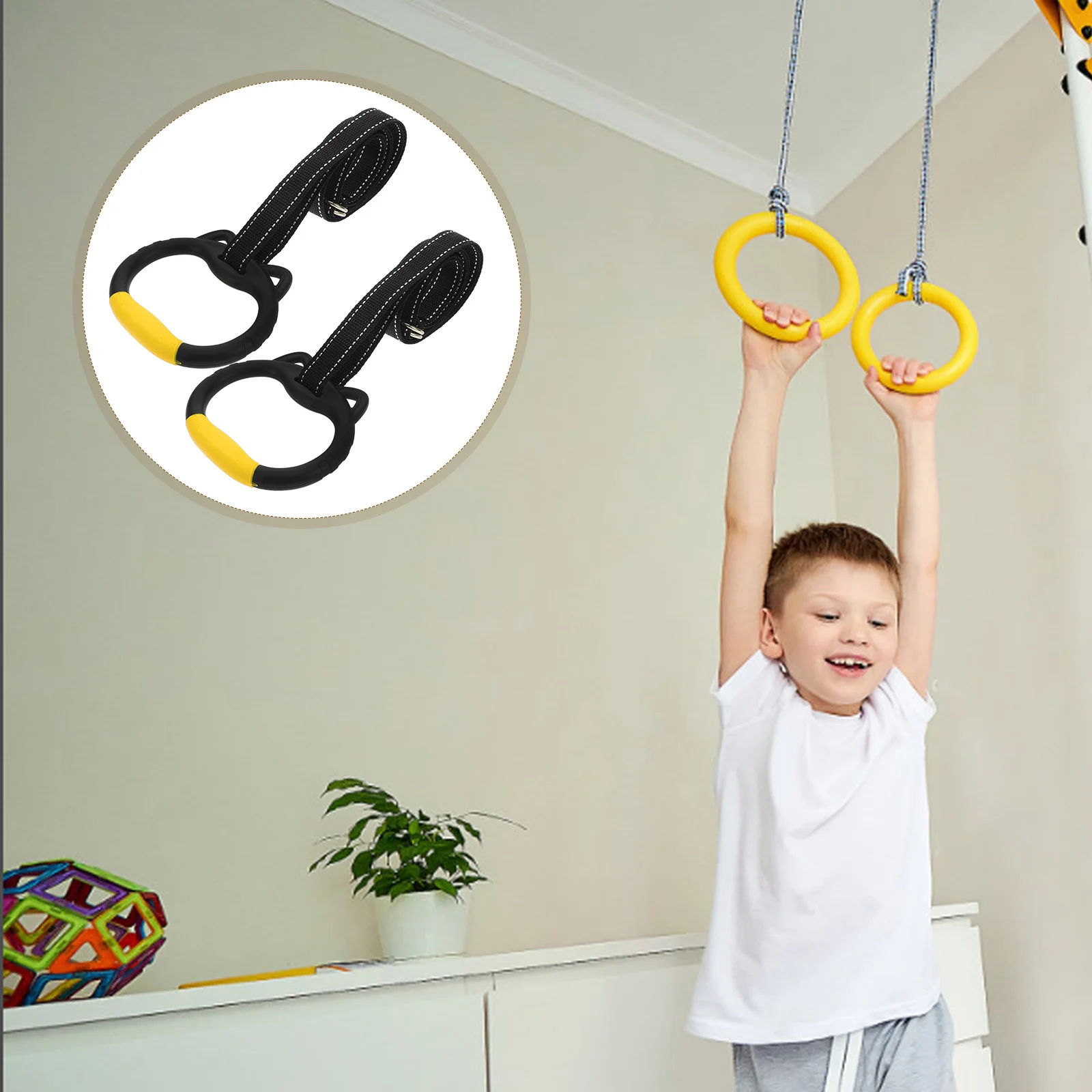 Ring Trainer Gymnastics Rings Kids Pull up Exercise with Straps for Bar Workout The