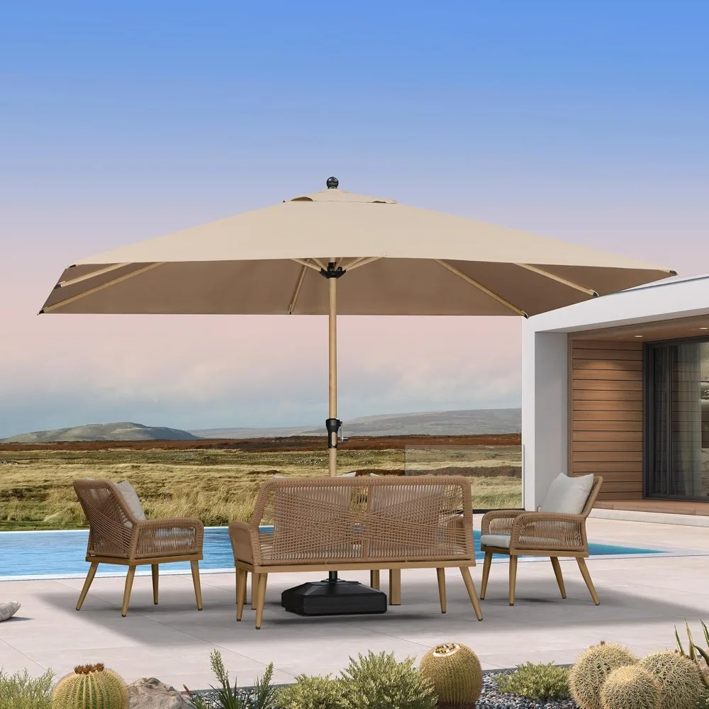 

9' x 11.5' Patio Umbrella Outdoor Table Umbrella Rectangular Aluminum Market Umbrella with 8 Sturdy Ribs & Crank, Customized