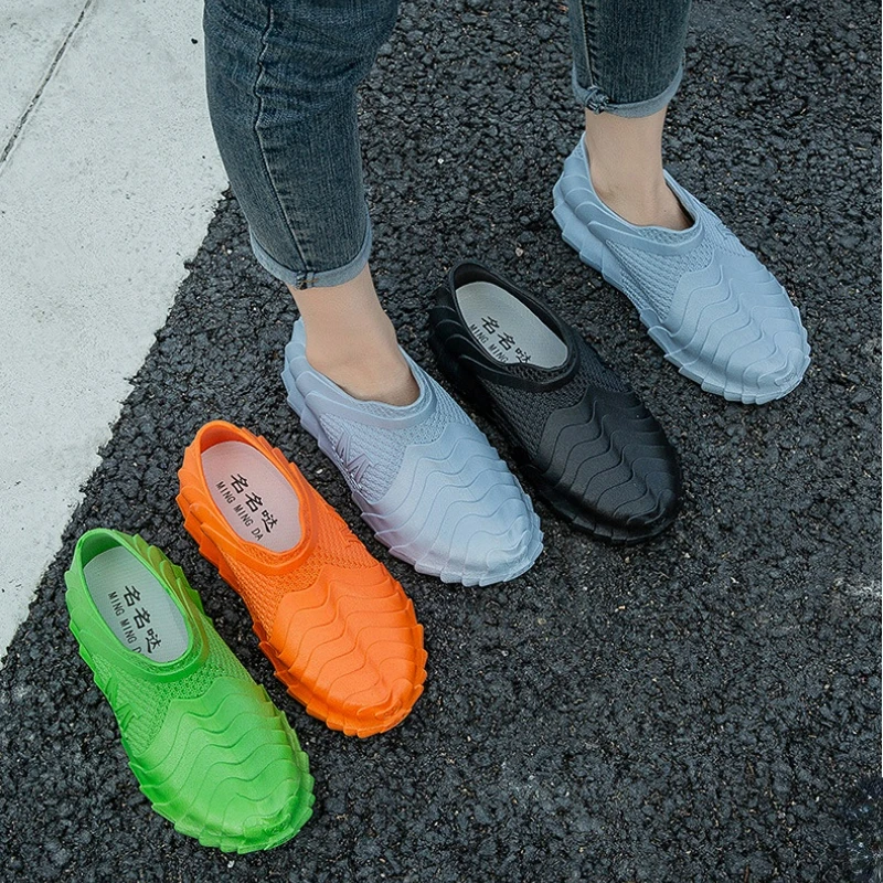 Sportowe buty przeciwdeszczowe Pary Casual Slip-on Flats Waterproof Rubber Shoes Women Work Garden Galoshes Footwear Botas De Lluvia Mujer