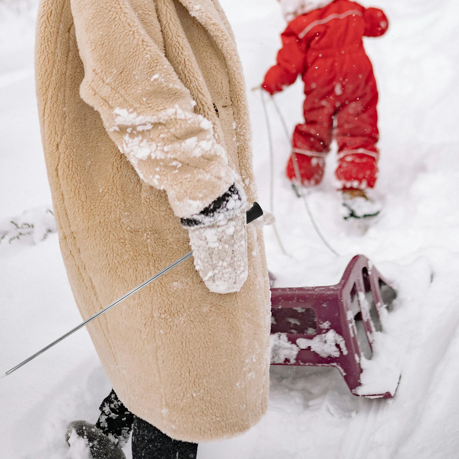 2 قطعة الرياضة الجليد زلاجات الثلوج الصحن للأطفال دائم البلاستيك الشتاء النشاط أداة مع مقبض قضيب معدات ممتعة في الهواء الطلق للثلج #5