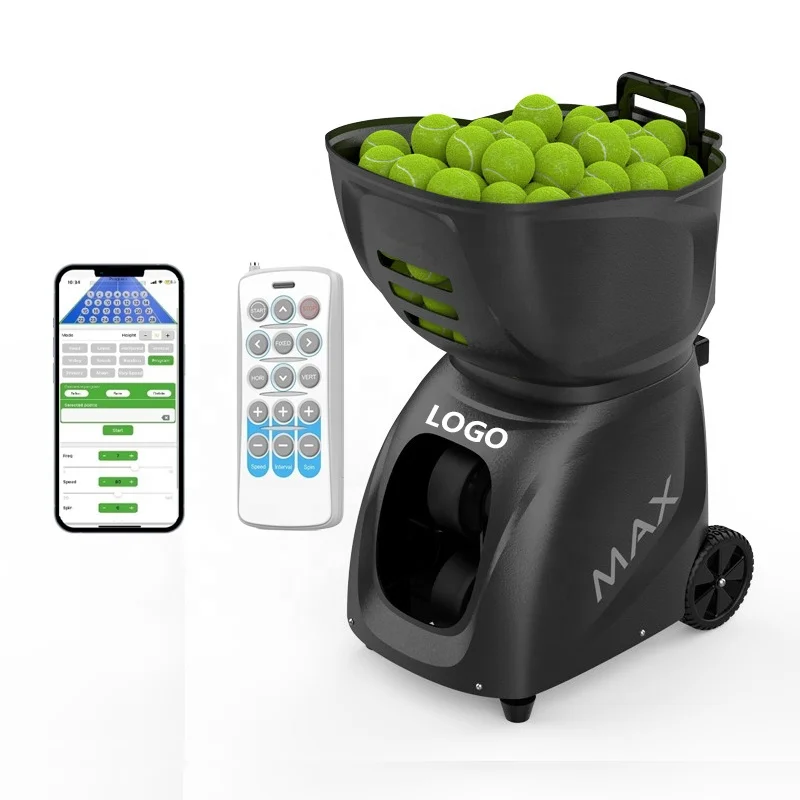 

Customs logo MAX C Fast Speed 20~140km/h 5~7hours Working Time Tennis Ball Padel Machine Mobile App Control and Remote Control