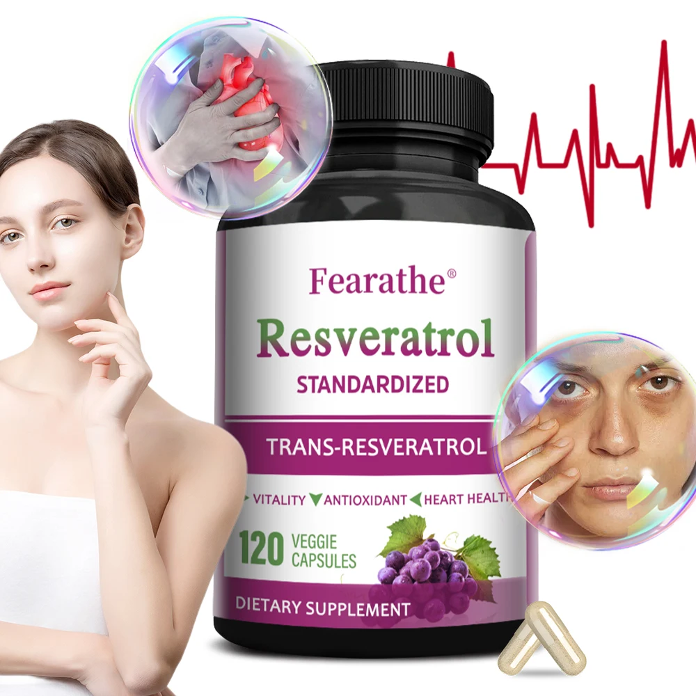 Resveratrol Standardized Supplement 1000 Mg Powerful Antioxidant and Trans-resveratrol for Anti-aging, Heart Health Support