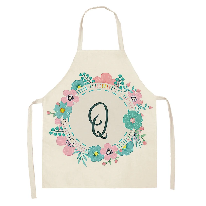 Home wreath Letter Pattern Apron Women Men child Linen Stain Resistant Apron Cooking Household Cleaning Tool Kitchen Utensils