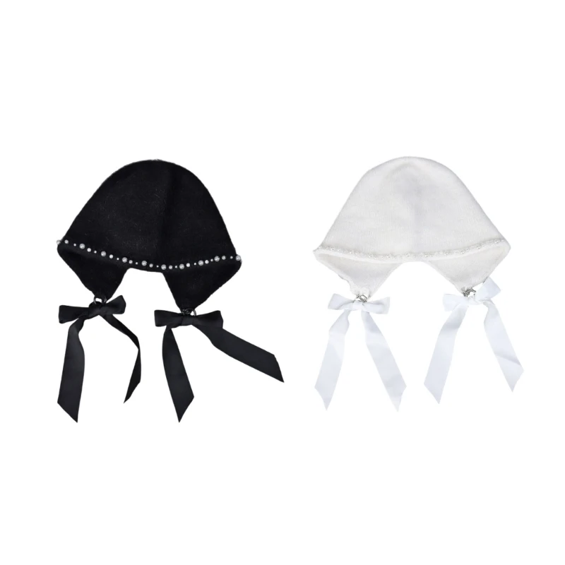 Stylish Earflap Hat Elegant Bows Tassels Pearls Earflap Hat Stylish Women Hat Dropship