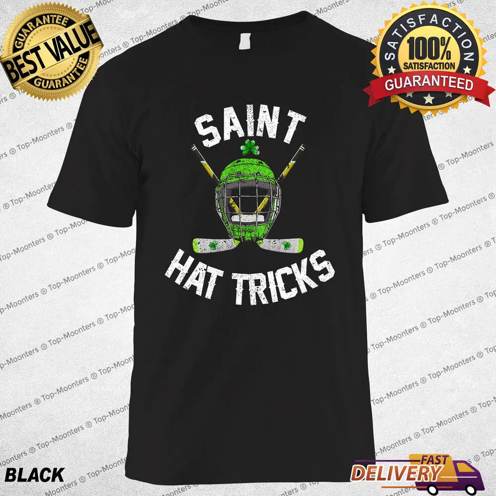 Saint Hat Tricks Hockey Shamrock Lucky St Patrick's Day T-shirt, Tee Gift