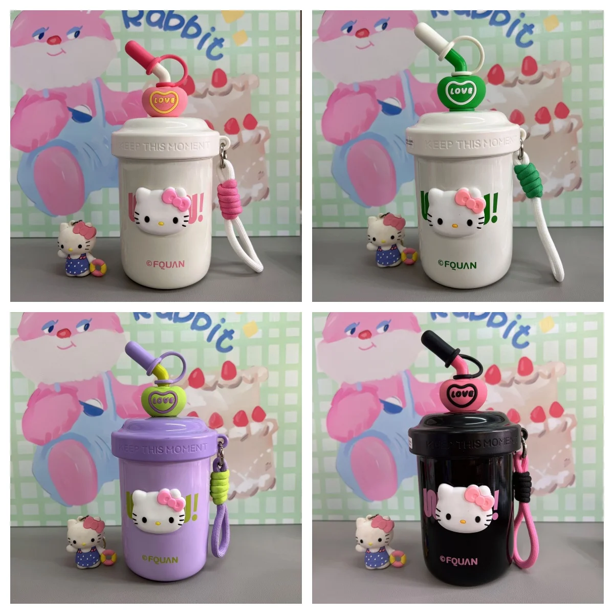 Sanrio Hello Kitty 520ml Cup Large Capacity Cute Winter Straw Insulated Cup Cartoon Stainless Cup Children Birthday Gift