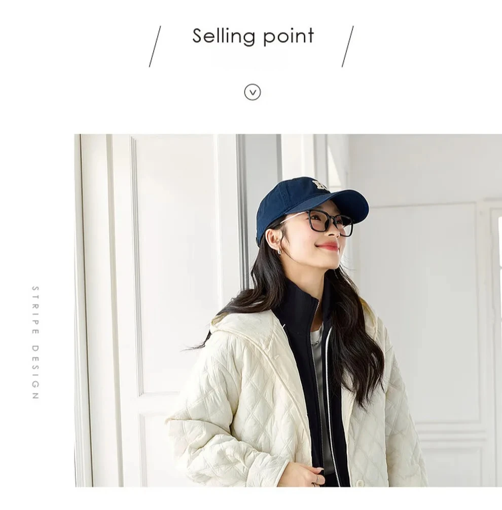 VIMLY Women's Beige Quilted Puffer Jackets Casual Long Sleeve Short Hooded Parkas Loose Pocket Coats 2026 Winter Clothes M9530