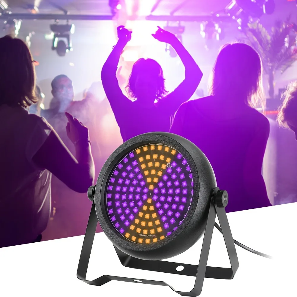 Two Sets of Strobe Lights, 126 Ultra-Bright Rgb+Uv Led Stage Strobe Lights, Suitable for Parties and Halloween, with Built-In Sound Control Mode and Dmx-512 Mode Dj Flash Lights, Ideal for Room Stages and Disco Parties