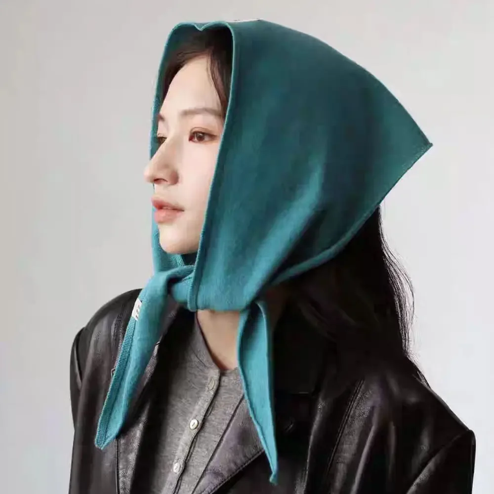

Fashion Korean Triangle Scarf 100% Wool Triangular Scarf Women Long Warm Cashmere Scarf Shawl INS Simple Knitted Scarf Headscarf