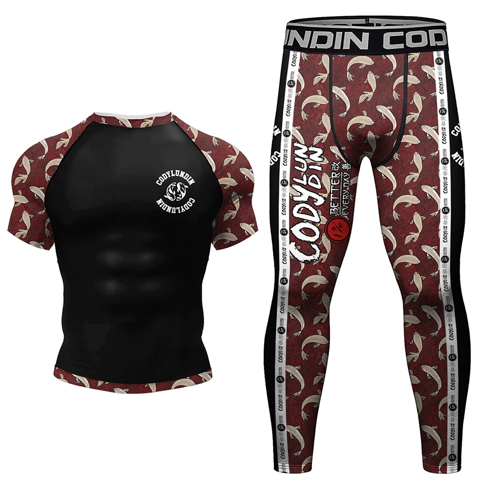 Cody Lundin Jiu Jitsu T-shirt+MMA Shorts Sets Muay Thai Rash Guard Gym Tracksuit BJJ Rashguard Kickboxing SportSuit Mma Clothing