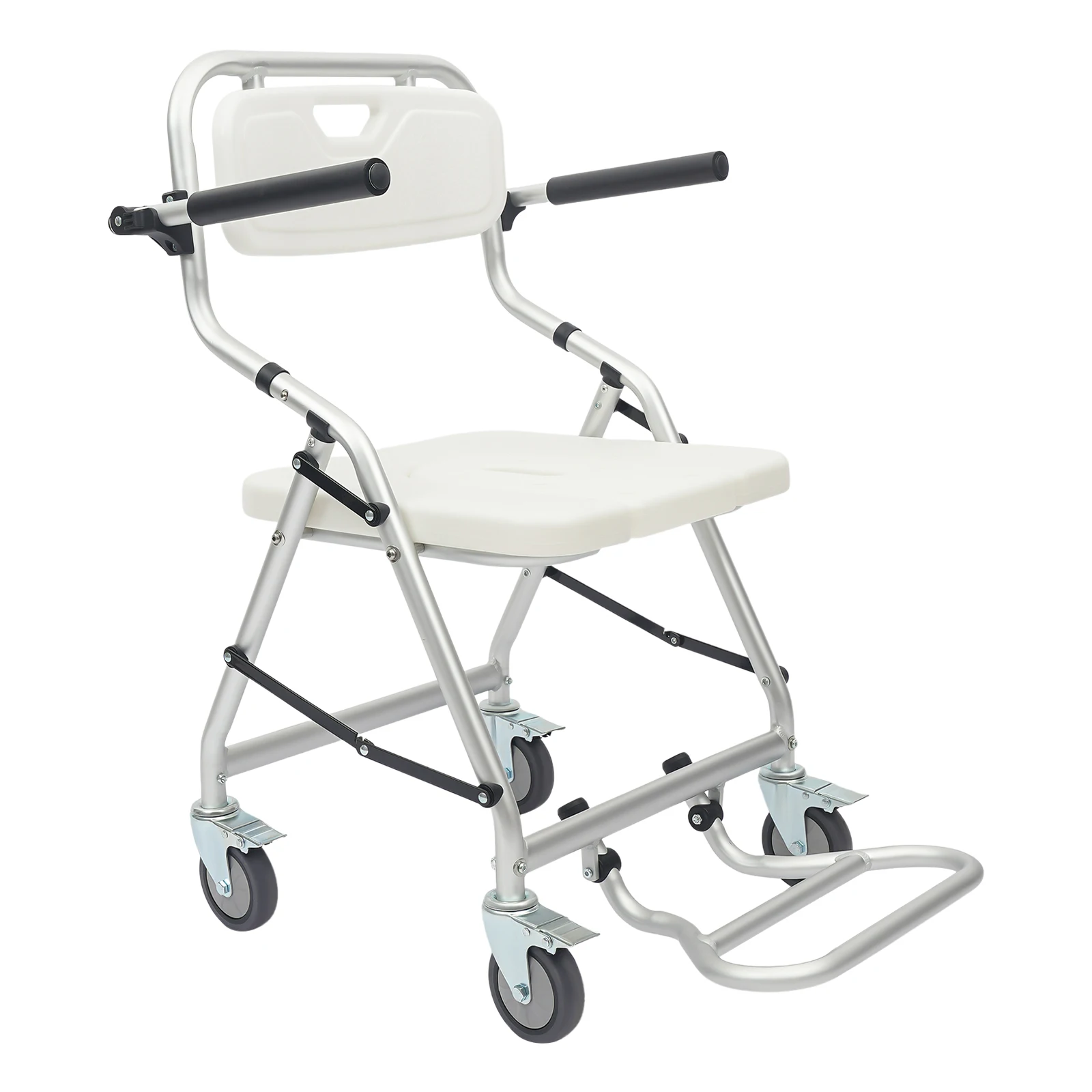 Klappbarer Badestuhl für zu Hause, Toiletten-Duschstuhl mit Rollen zur Verbesserung der Badezimmersicherheit, ca. 150 kg/330,69 lbs