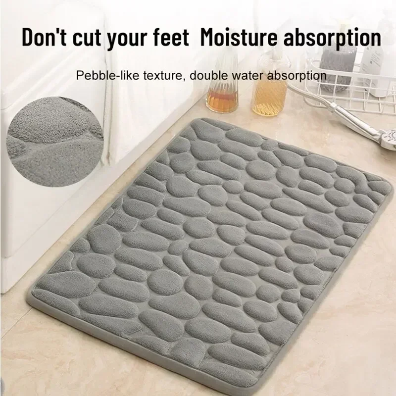 Mat Non Slip Carpets Cobblestone Embossed Bathroom Bath In Wash Basin Bathtub Side Floor Rug Shower Room Doormat Memory Foam